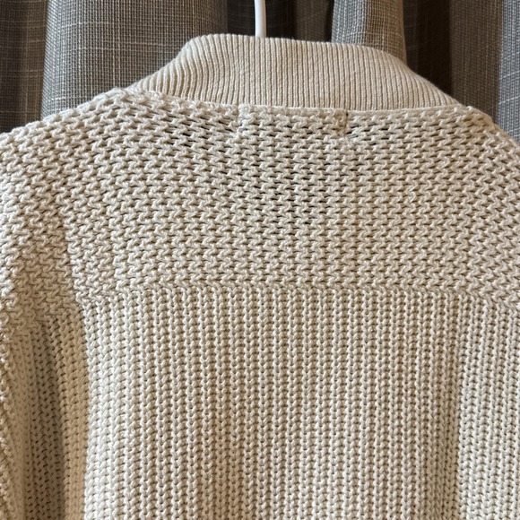 VINTAGE Eddie Bauer Sweater Henley Cream Ribbed Fisherman Crewneck Knit 80s - Picture 7 of 8